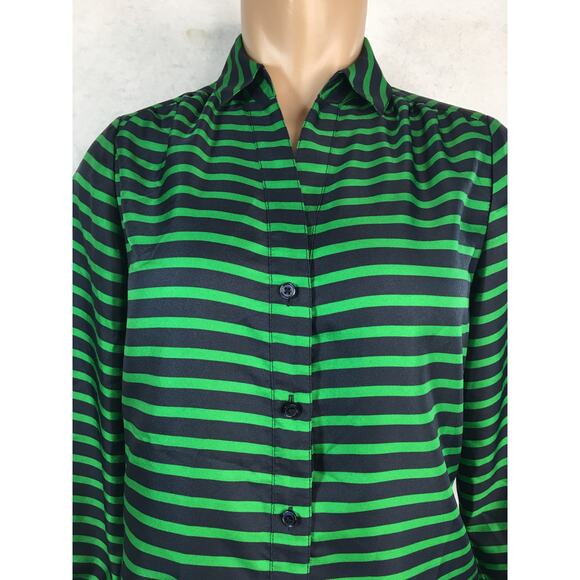 The‎ Limited Blouse Top Womens X-Small Button-Down Blue & Green Stripes - Picture 2 of 11